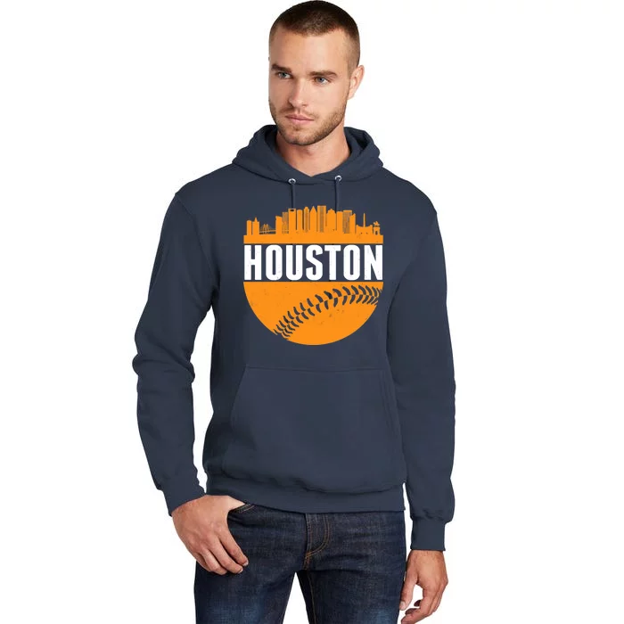 Classic Houston Skyline Baseball Tall Hoodie