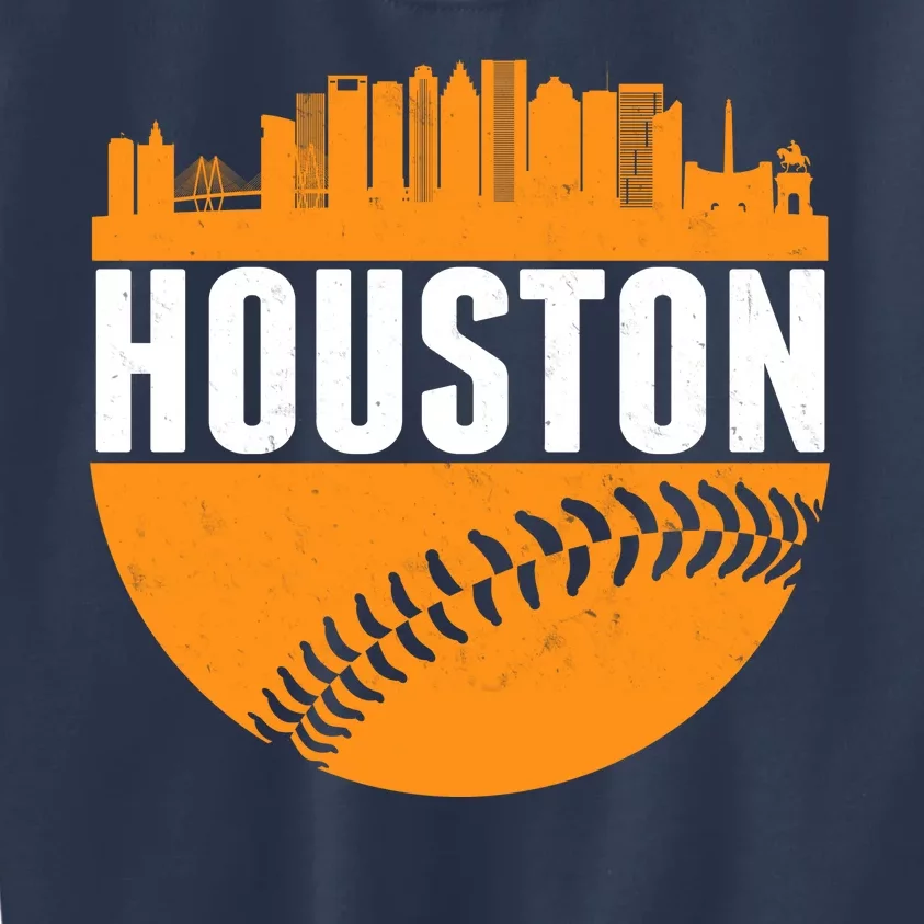 Classic Houston Skyline Baseball Kids Sweatshirt