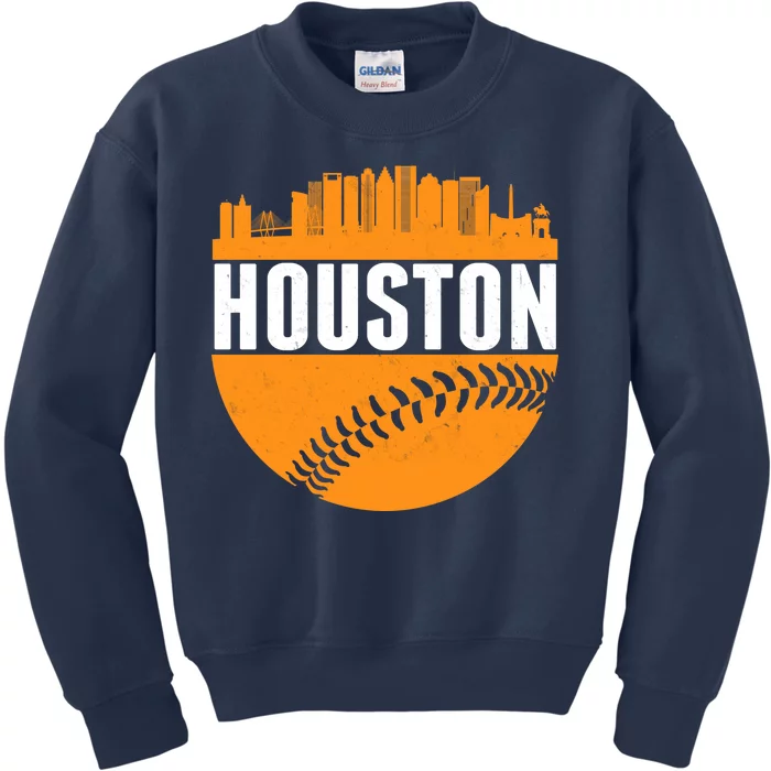 Classic Houston Skyline Baseball Kids Sweatshirt