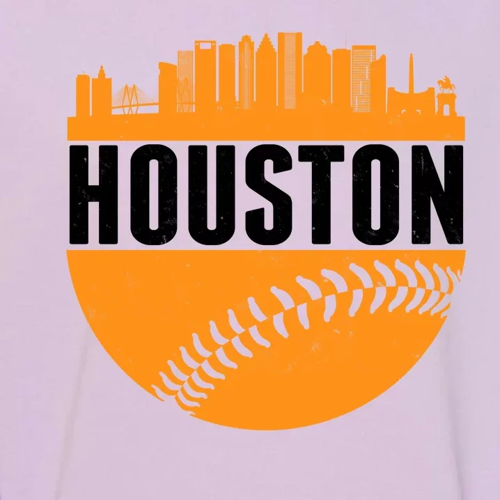 Classic Houston Skyline Baseball Garment-Dyed Sweatshirt