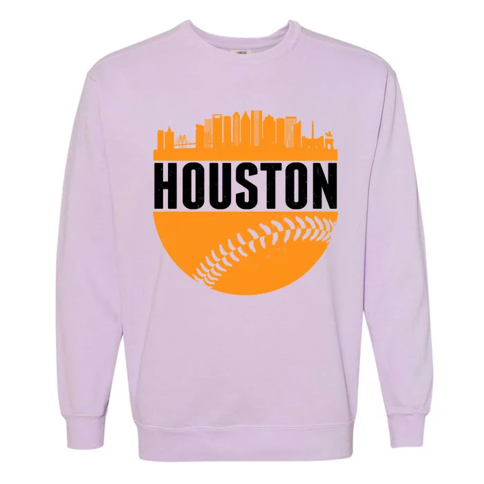 Classic Houston Skyline Baseball Garment-Dyed Sweatshirt