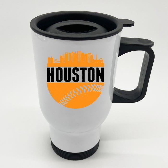 Classic Houston Skyline Baseball Front & Back Stainless Steel Travel Mug