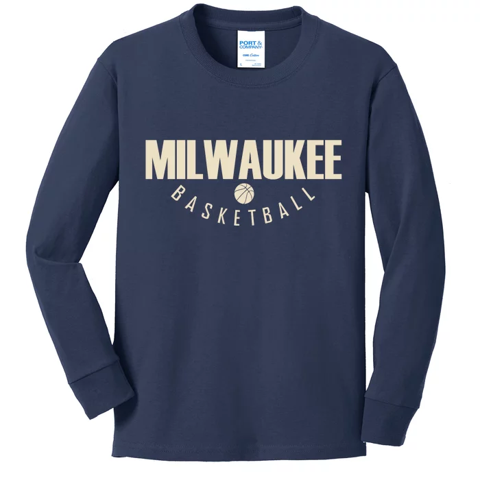 Classic Milwaukee Basketball Kids Long Sleeve Shirt