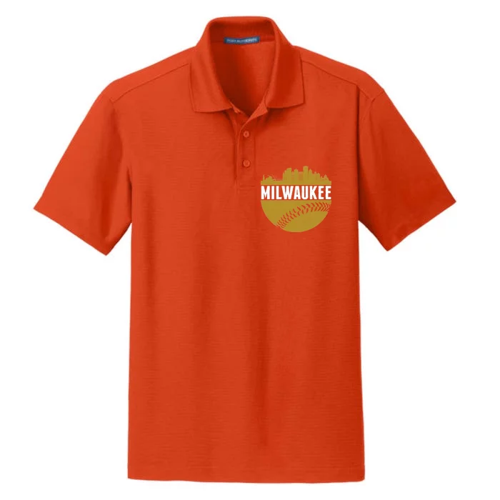 Classic Milwaukee Skyline Baseball Dry Zone Grid Performance Polo