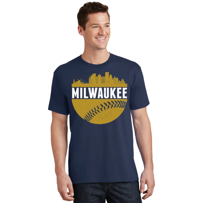 Classic Milwaukee Skyline Baseball T-Shirt