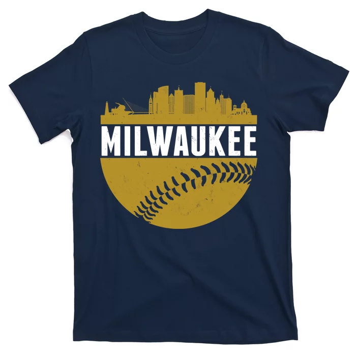 Classic Milwaukee Skyline Baseball T-Shirt