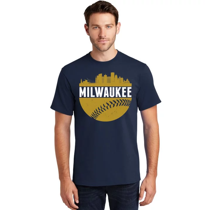 Classic Milwaukee Skyline Baseball Tall T-Shirt