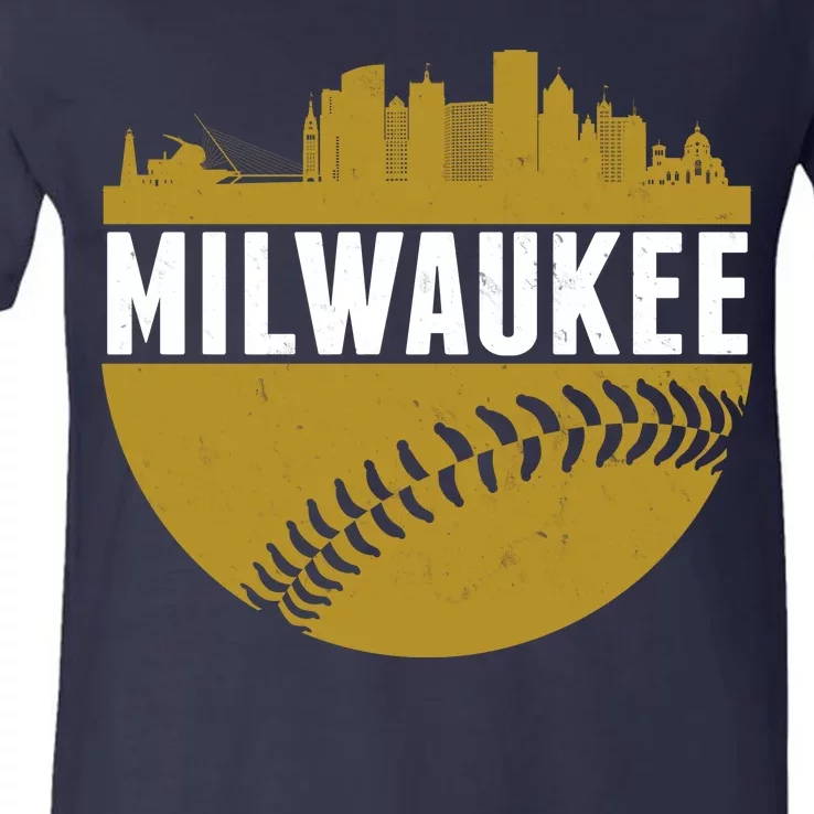 Classic Milwaukee Skyline Baseball V-Neck T-Shirt