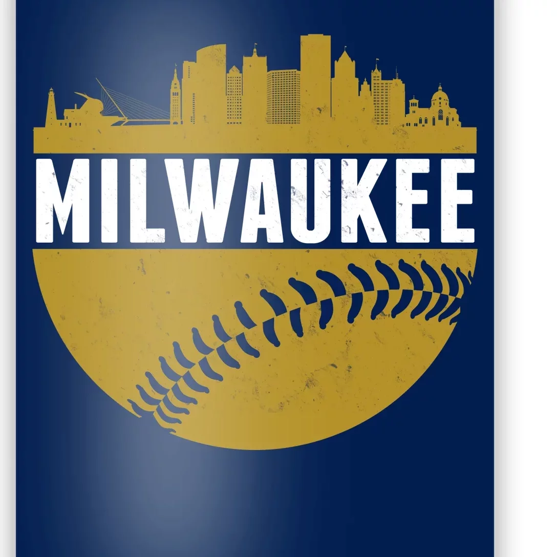 Classic Milwaukee Skyline Baseball Poster