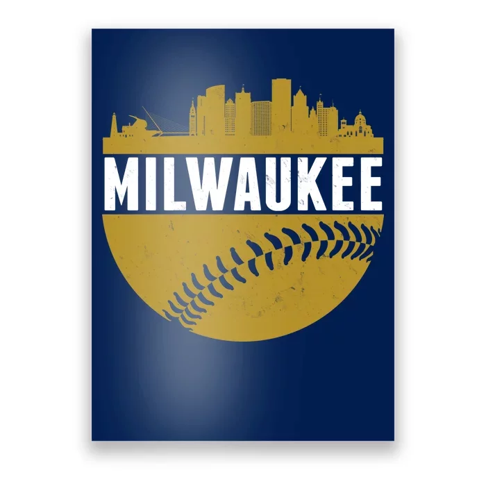 Classic Milwaukee Skyline Baseball Poster