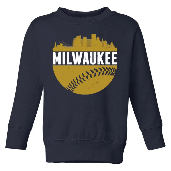 Classic Milwaukee Skyline Baseball Toddler Sweatshirt