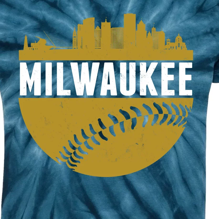 Classic Milwaukee Skyline Baseball Kids Tie-Dye T-Shirt