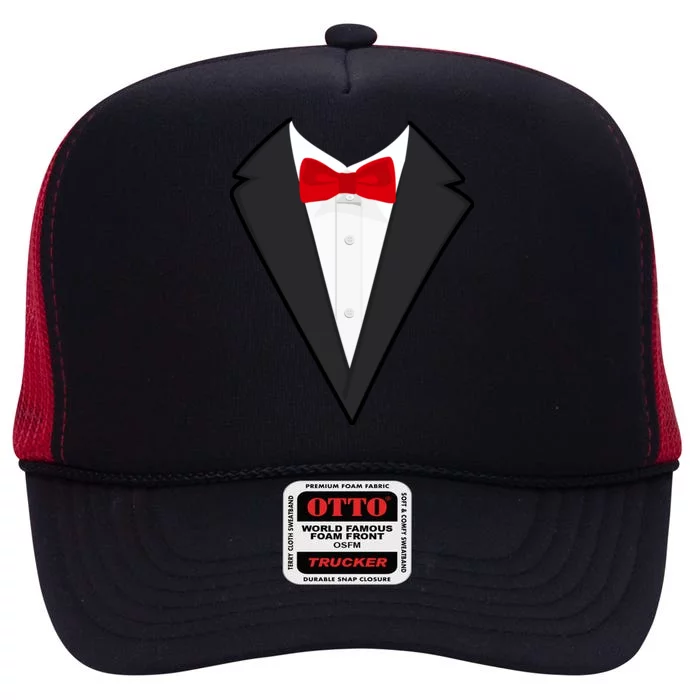 Classic Party Tuxedo High Crown Mesh Trucker Hat