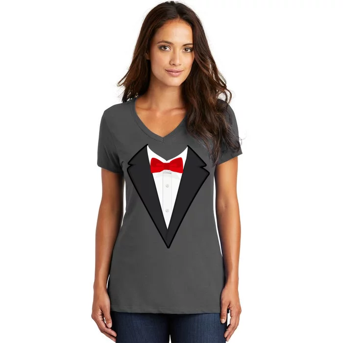 Classic Party Tuxedo Women s V Neck T Shirt TeeShirtPalace