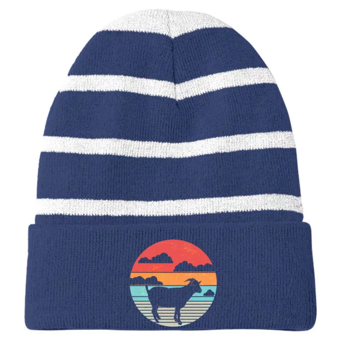 Classic Retro Goat Striped Beanie with Solid Band