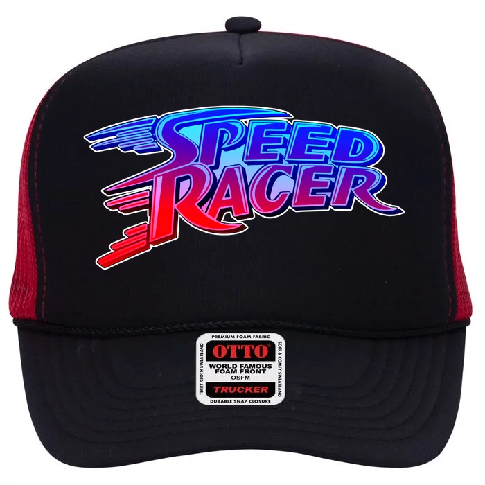 Classic Retro Speed Racer Logo High Crown Mesh Trucker Hat