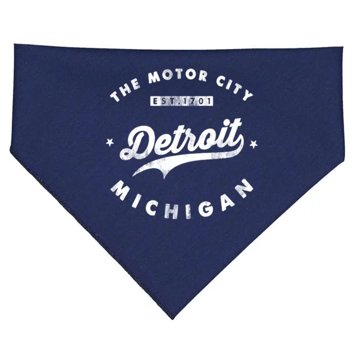 Classic Retro Vintage Detroit Michigan Motor City USA-Made Doggie Bandana