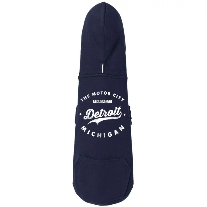 Classic Retro Vintage Detroit Michigan Motor City Doggie 3-End Fleece Hoodie