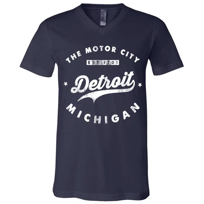 Classic Retro Vintage Detroit Michigan Motor City V-Neck T-Shirt