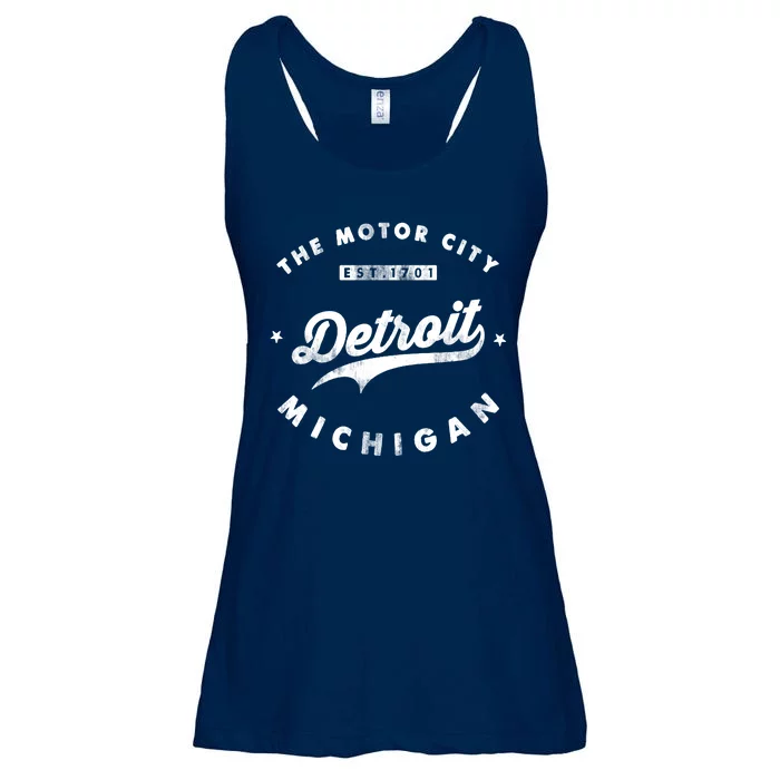 Classic Retro Vintage Detroit Michigan Motor City Ladies Essential Flowy Tank