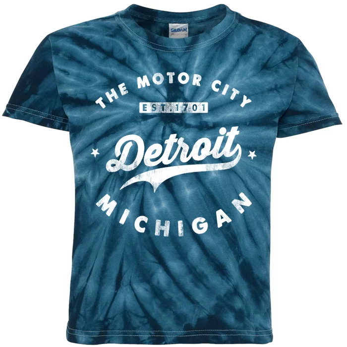 Classic Retro Vintage Detroit Michigan Motor City Kids Tie-Dye T-Shirt