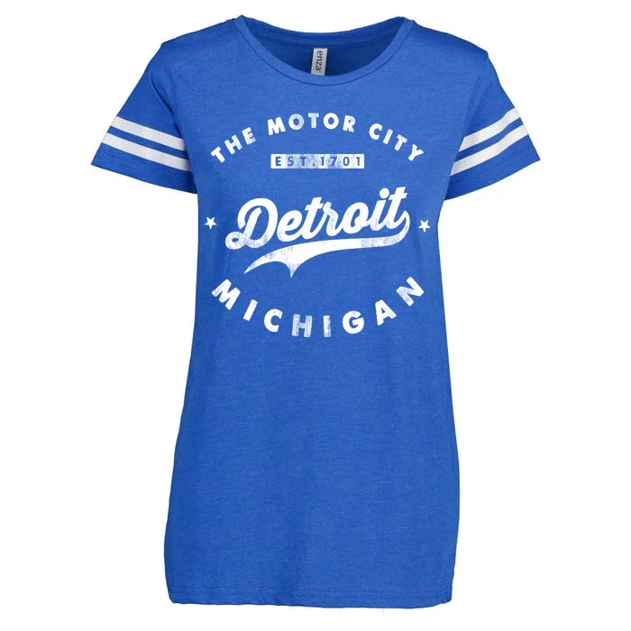 Classic Retro Vintage Detroit Michigan Motor City Enza Ladies Jersey Football T-Shirt