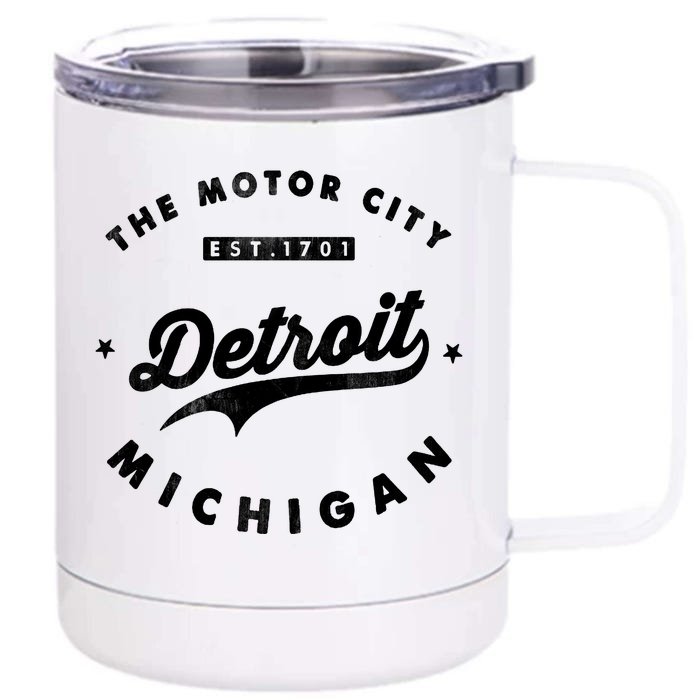 Classic Retro Vintage Detroit Michigan Motor City Front & Back 12oz Stainless Steel Tumbler Cup