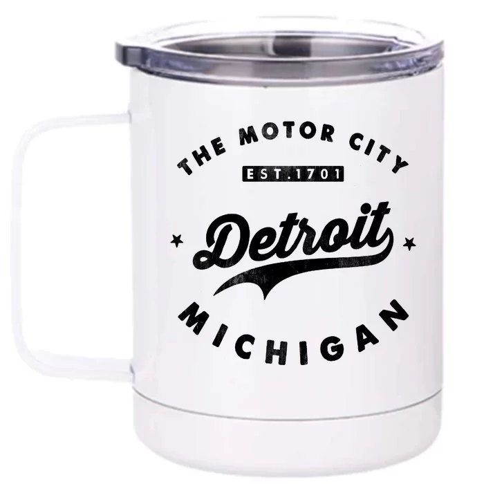 Classic Retro Vintage Detroit Michigan Motor City Front & Back 12oz Stainless Steel Tumbler Cup