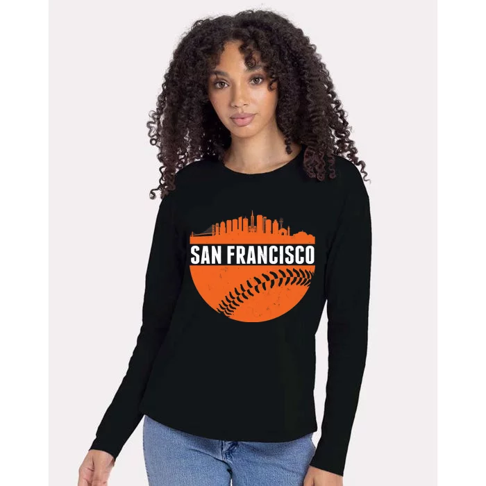 Classic San Francisco Skyline Baseball Womens Cotton Relaxed Long Sleeve T-Shirt