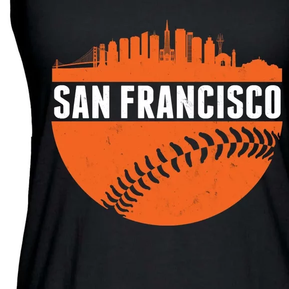 Classic San Francisco Skyline Baseball Ladies Essential Flowy Tank