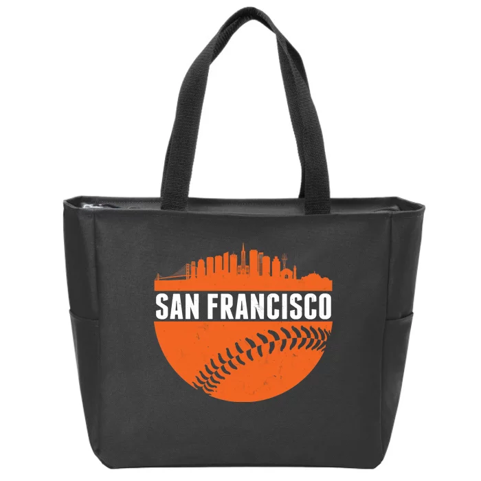 Classic San Francisco Skyline Baseball Zip Tote Bag