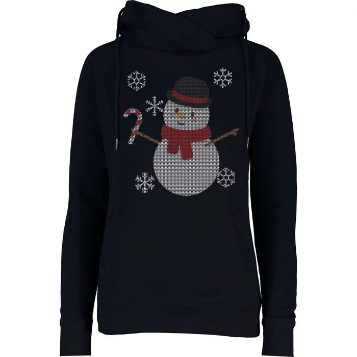 Classic Snowman Ugly Christmas Womens Funnel Neck Pullover Hood