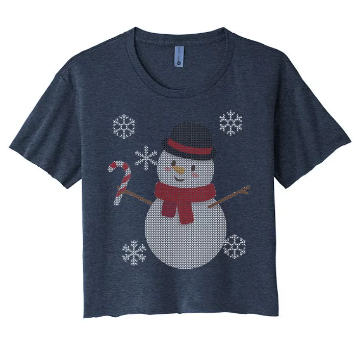 Classic Snowman Ugly Christmas Women's Crop Top Tee