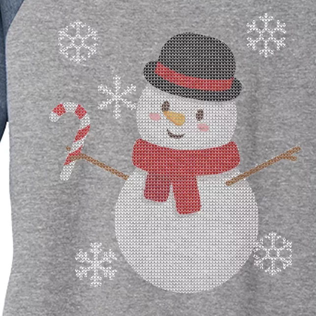 Classic Snowman Ugly Christmas Women's Tri-Blend 3/4-Sleeve Raglan Shirt