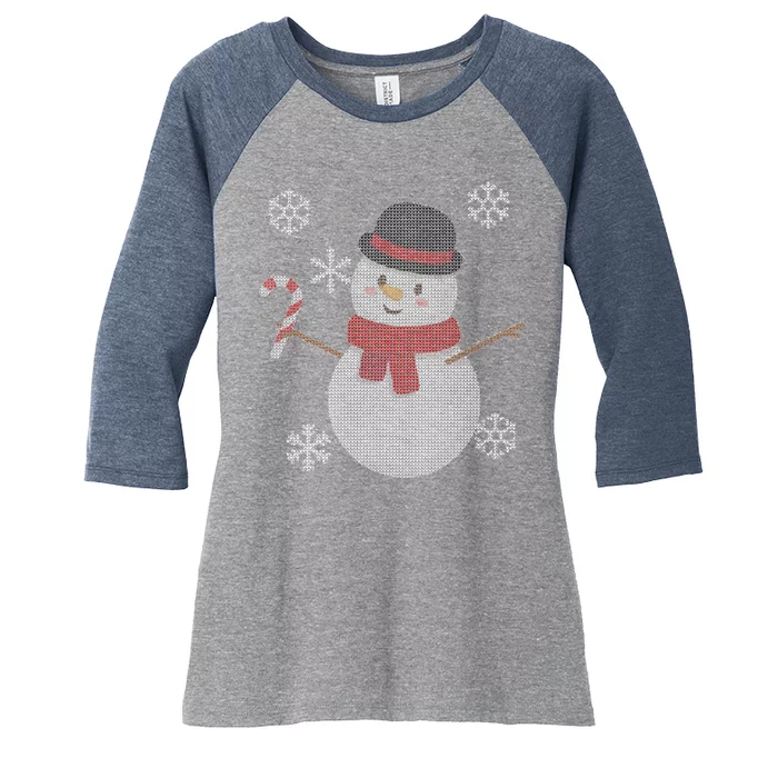 Classic Snowman Ugly Christmas Women's Tri-Blend 3/4-Sleeve Raglan Shirt