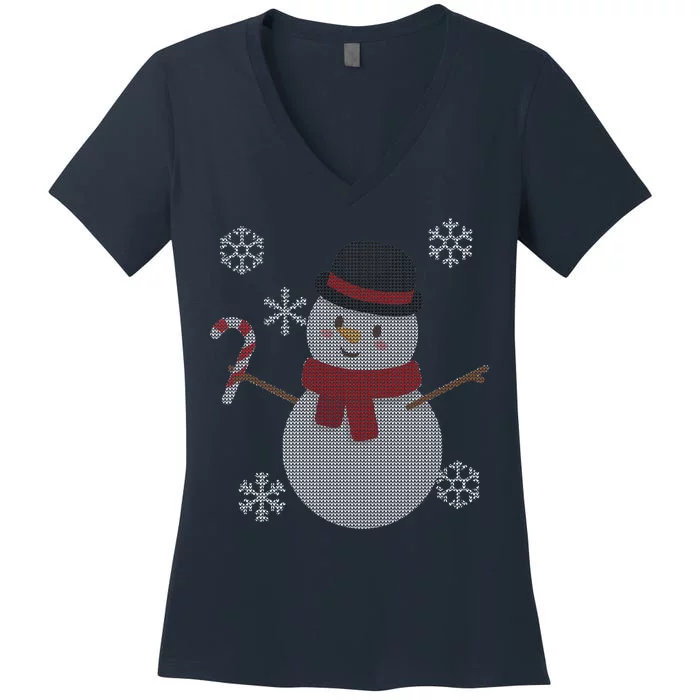 Classic Snowman Ugly Christmas Women's V-Neck T-Shirt