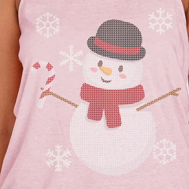 Classic Snowman Ugly Christmas Women's Knotted Racerback Tank