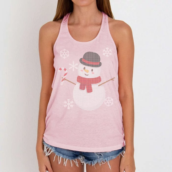 Classic Snowman Ugly Christmas Women's Knotted Racerback Tank