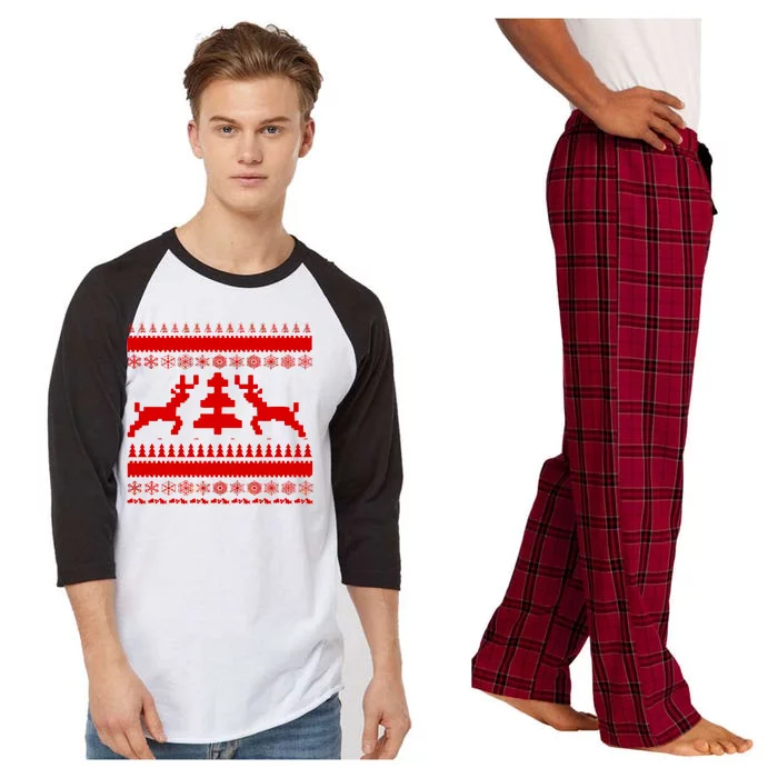 Classic Ugly Christmas Sweater Raglan Sleeve Pajama Set