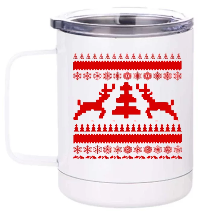 Classic Ugly Christmas Sweater Front & Back 12oz Stainless Steel Tumbler Cup