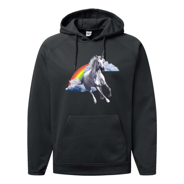 Classic Unicorn Rainbow Performance Fleece Hoodie