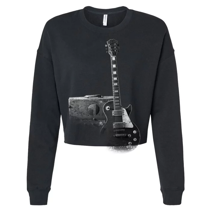 Classic Vintage Guitar and Amp Cropped Pullover Crew