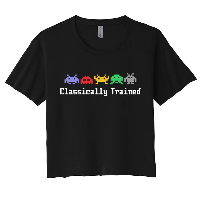 Classically Trained 80's Video Game Aliens Women's Crop Top Tee