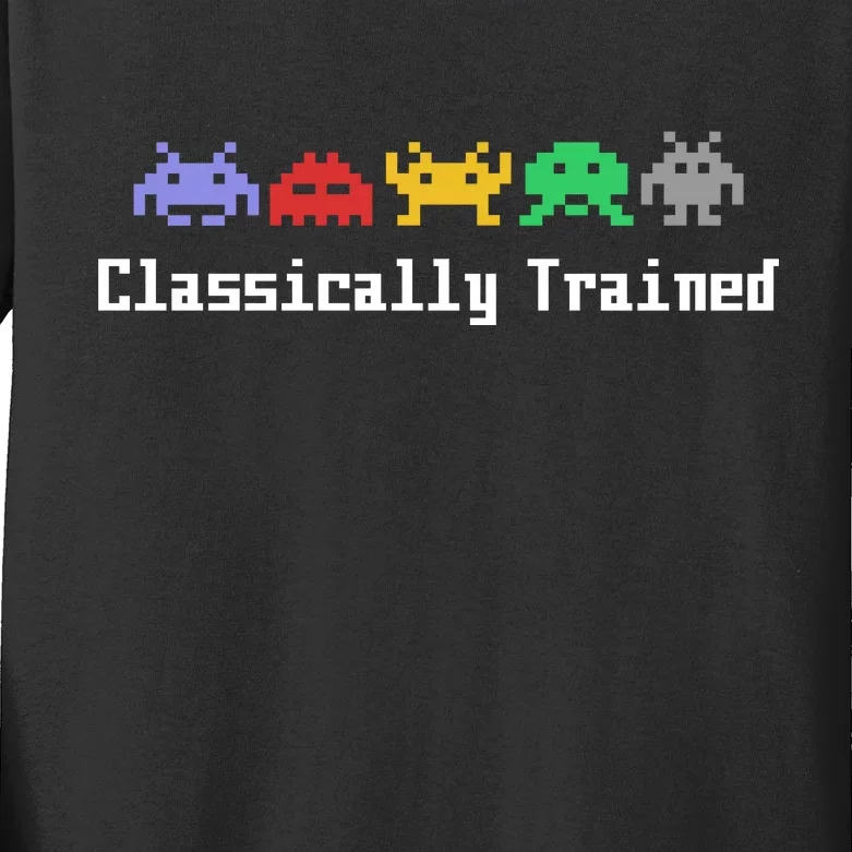 Classically Trained 80's Video Game Aliens Kids Long Sleeve Shirt