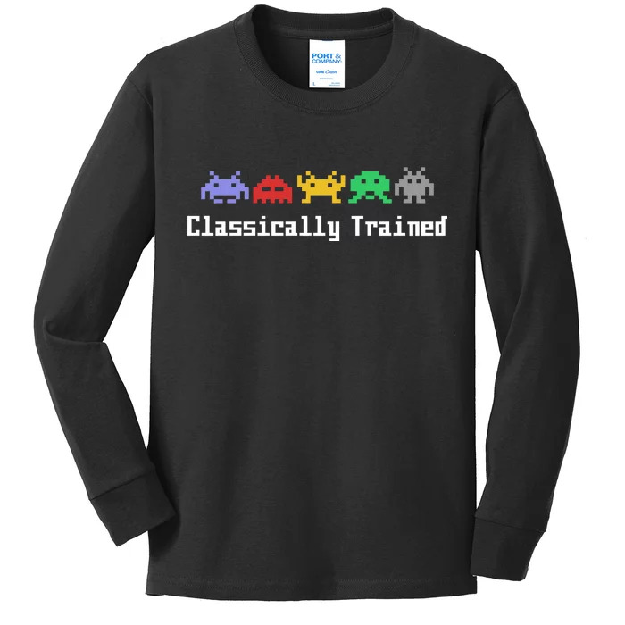 Classically Trained 80's Video Game Aliens Kids Long Sleeve Shirt