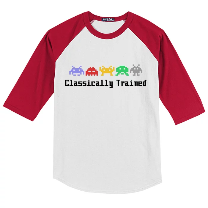 Classically Trained 80's Video Game Aliens Kids Colorblock Raglan Jersey