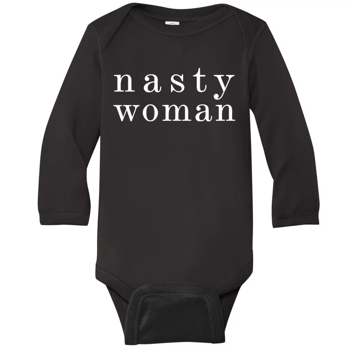 Classy Nasty Woman News Anchor Logo Baby Long Sleeve Bodysuit