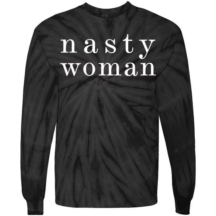 Classy Nasty Woman News Anchor Logo Tie-Dye Long Sleeve Shirt