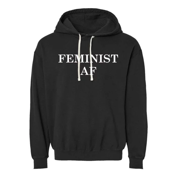 Classy News Feminist AF Text Logo Garment-Dyed Fleece Hoodie