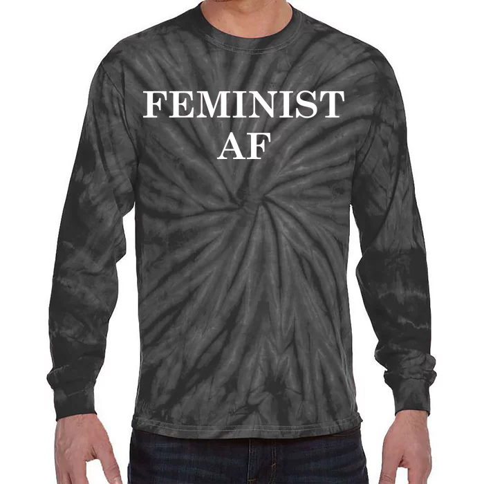 Classy News Feminist AF Text Logo Tie-Dye Long Sleeve Shirt